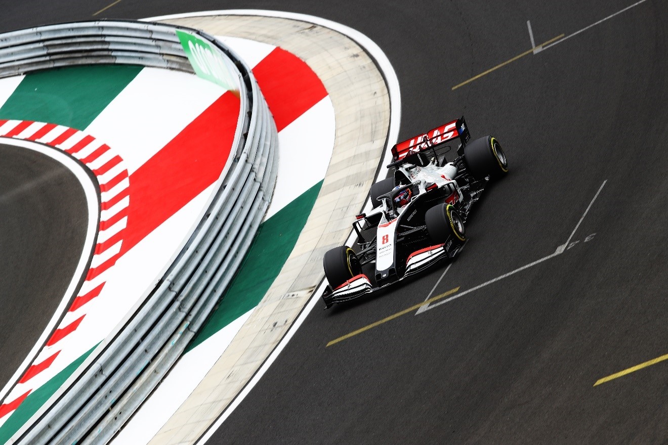 Haas racecar on race circuit