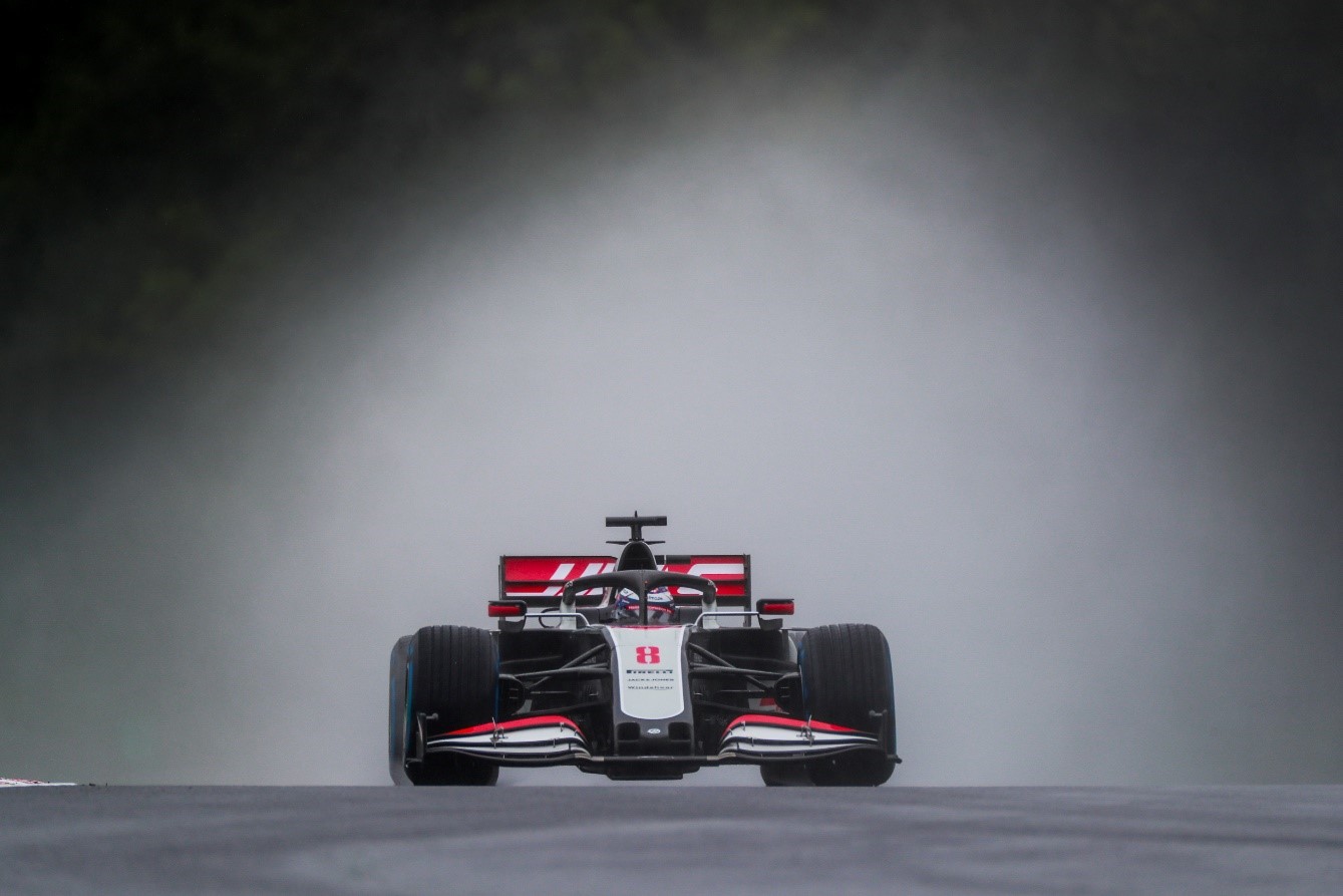 Haas racecar on race circuit