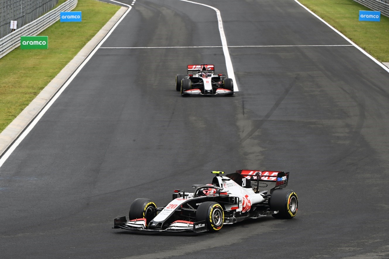 Haas racecars on race track